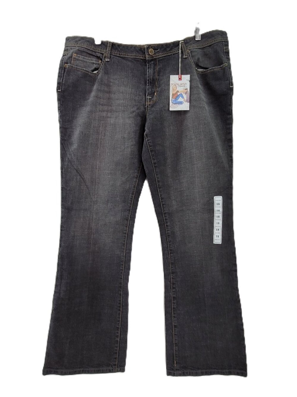 Vintage Bisou Bisou Jeans Womens 40x33 Black Stretch Midrise Wide Straight